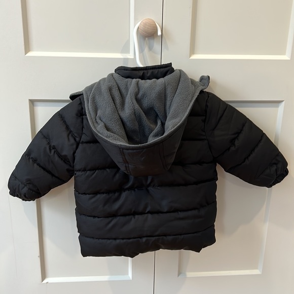 Boys 18 months polyester hooded winter jacket. Blue grey and black color. - Picture 2 of 11